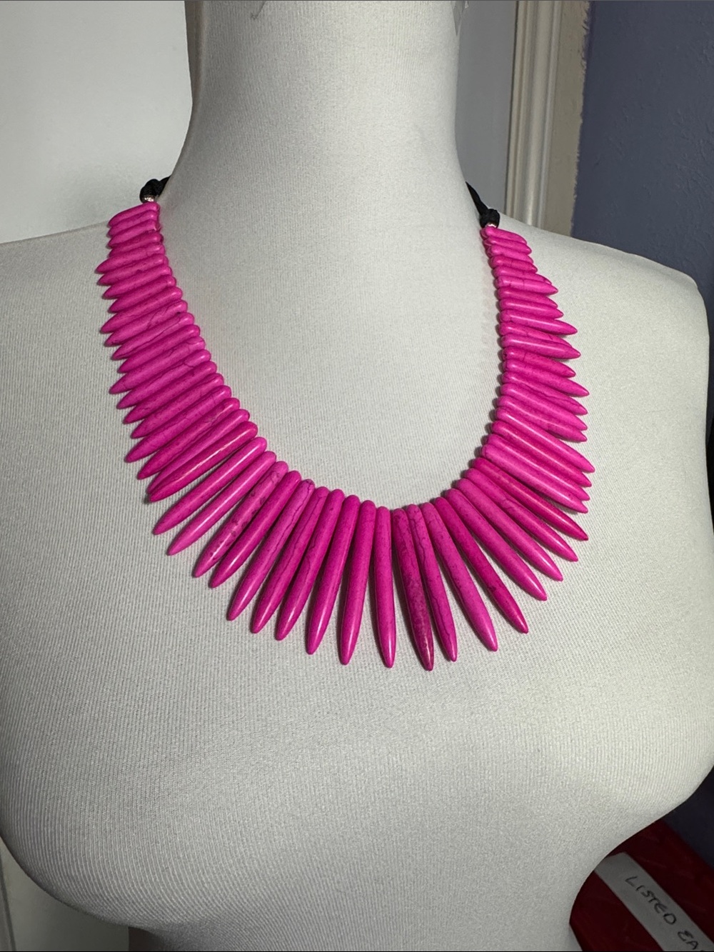 Bold Hot Pink Statement Spike Necklace